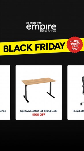 🚀 The Black Friday Home Office Sale is ON NOW! Get huge, limited-time deals on our most popular items: ✅ Up to $150 off Ergonomic Office Chairs ✅ $100 off Electric Height Adjustable Desks ✅ $30 off Mobile Pedestals ✅ Free Delivery* on select office chairs Shop these deals and 100s more online. Stock is limited, don't miss out! | Empire Office Furniture