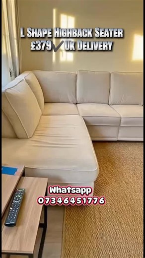 L shape highback cushions only £379🥰Free Uk Delivery Colour option available On delivery first check quality then pay✔️ For More information or Booking Order To Contact us on Whatsapp 07346451776 #ukfurniture #lshapesofa #uktiktok #homedecor #fpy