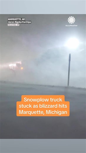 Snowplow Truck Gets Stuck in Marquette Blizzard