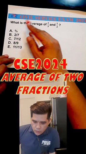 Civil Service Exam August 2024 Numerical Ability. Average of Two Fractions | MAD MATH TV