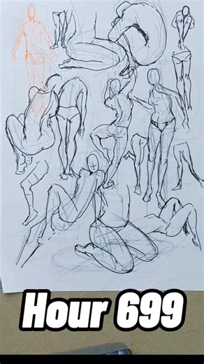 Hour 699 - form, technical skill #art #drawing #10000hrs #shorts #learning #anatomy #gesture #chill