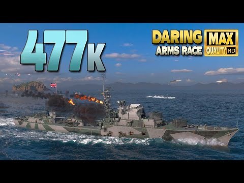 Destroyer Daring with insane 477k damage in Arms race - World of Warships