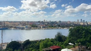 The famous building of the National Capitol. HAVANA - DECEMBER 20, 2023: The Old City of Havana with the Capitol in the distance. Wide view of El Capitolio from the observation deck