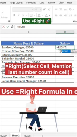 Excel magic ✨ RIGHT formula ExcelTips #RightFormula #ExcelShorts #ExcelTricks #LearnExcel #MSExcel
