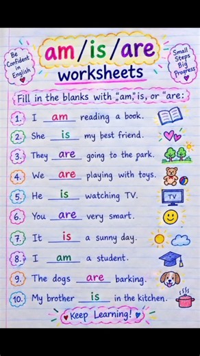 Am Is Are Worksheet | Easy English Grammar Practice for Beginners ✍️📚