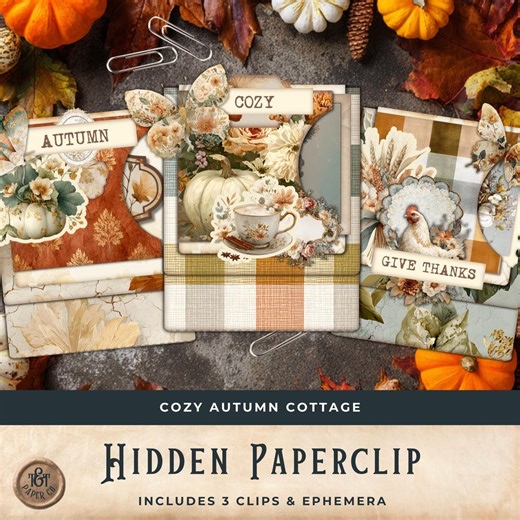 Cozy Autumn Cottage Hidden Paperclips, 3 Kits, Loaded Pocket Soft Fall Aesthetic Harvest Fall Ephemera Thanksgiving Digital Download 11x8.5 - Etsy