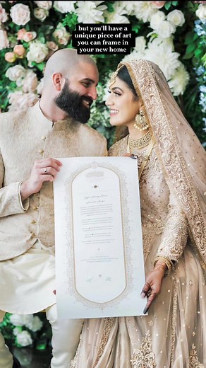 Beautify your Nikah signing! Customize your Islamic marriage certificate from www.raeesastudio.com #nikahceremony #katbkitab #wedding #homenikah