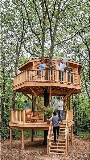 Forest Treehouse Build in Secret Place Tree Cabin