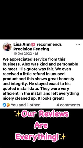 Flawless fences, unbeatable service—our 5-star reviews prove it all. 🏆 #FiveStarFencing #iowafence #iowageneralcontractor #altoonaiowa #ankenyiowa #bondurantiowa #colfaxmingo #carlisleiowa #desmoinesiowa #cliveiowa #WestDesMoinesIA #windsorheightsiowa #mitchellvilleiowa #runnellsiowa | Precision Fencing
