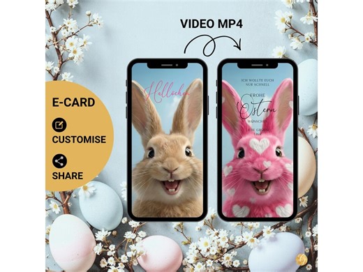 Personalized Funny Easter Bunny E-card | Animated Bunny Greeting Card | Pink Bunny Transformation | Digital Easter Card | Editable Canva - Etsy UK