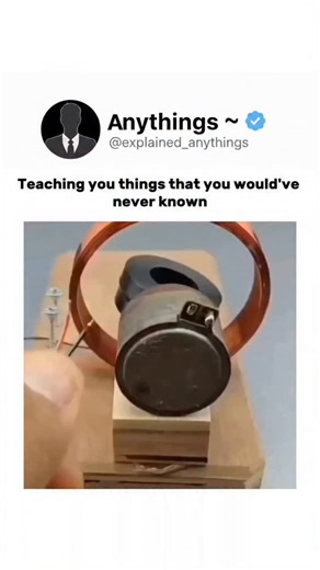 Anythings ~ on Instagram: "This is how you can generate electricity using a magnet - no batteries needed. When a magnet moves through a coil of wire, it pushes electrons and creates a small electric current. It's the same principle behind generators, bike dynamos, and even power plants. The amount of electricity you get depends on how strong the magnet is, how many times the wire is coiled, and how fast the magnet moves. Stronger magnets + faster motion = more power. Safety note: This doesn't cr