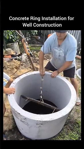 Concrete Ring Installation for Well Construction.