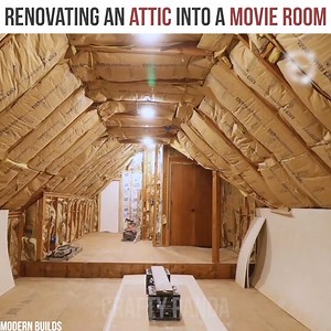 219K views · 489 reactions | Renovating an attic into a movie room By Modern Builds (youtube.com/channel/UCIxAaCJ84uefATKmazDyIjw) Modern Builds | Crafty Panda How | Facebook