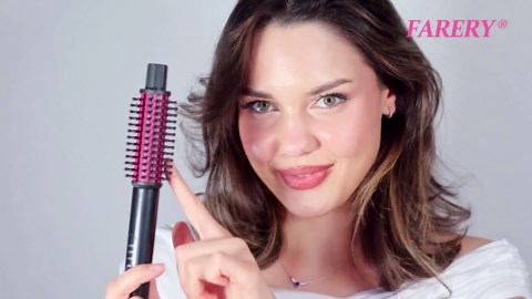 Farery Mini Thermal Brush, Curling Iron 3/4 Inch, Heated Round Brush for Volumizing and Small Curls, Travel Size Hot Brush for Short & Thin Hair, Dual Voltage, One Heat 392°F, Touch-ups, Blue