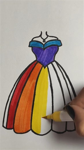 Colored dress! 🌈 ✨ || DIY Rainbow Dress! 🎨 #fashion #creative #drawing #art #dress #glitter