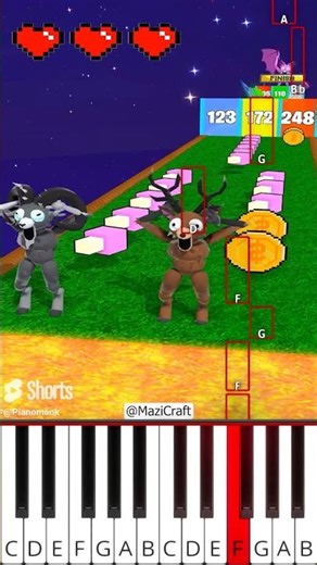 LAVA RUN CHALLENGE - Deer VS Ram & BAT - 99 Nights in The Forest(@MaziCraft) - Octave Piano Tutorial