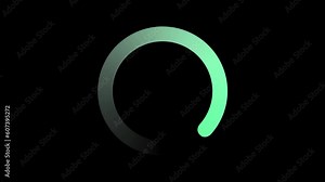 Loading animation of a spinning circle. Waiting for download. Green circle on a black isolated background.