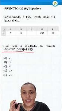 QUESTÃO DE EXCEL - INFORMÁTICA (FUNDATEC 2026)