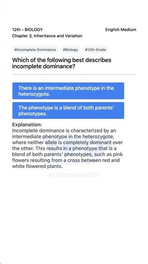 Incomplete Dominance Explained 12th Biology Inheritance Variation