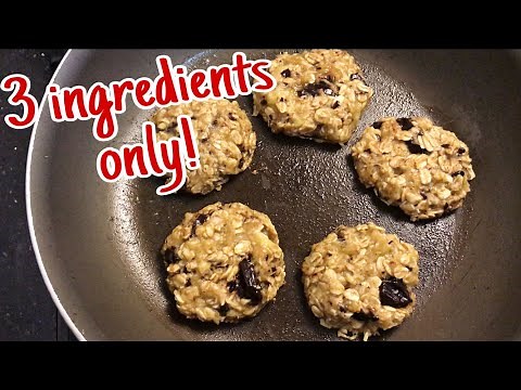 (NO OVEN) 3-INGREDIENT BANANA OATMEAL COOKIES || QUICK & EASY