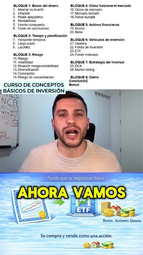 ETF: lo mejor de dos mundos (Curso básico inversión parte 24/30) Curso completo: https://youtu.be/mfg0Il8PA2k Un ETF es un fondo que cotiza en bolsa. Puedes comprarlo y venderlo en tiempo real, como una acción. Pero revisa siempre comisiones, spread y liquidez. Construye tu sistema financiero en 5 min: https://studio.com/alejandro/metodo-finantres?c=cdua8UnC #ETF #InversionPasiva #Bolsa #EducacionFinanciera #FinanzasPersonales #InvertirDesdeCero #YouTubeShorts