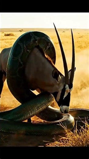 A giant python attacks an oryxThen a cassowarappears Balance irestored #Wildlife#animalattack#Python