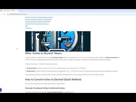 Inches to Decimal Tool - Cbm3.Net