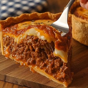 Deep-Dish Pizza Burger Pie A fusion of juicy cheeseburger layers baked inside a flaky crust and topped like a pizza. Ingredients 1 lb ground beef 1 tablespoon olive oil 1 medium onion, finely diced 1 teaspoon garlic powder 1 teaspoon onion powde ..... Fυll ᖇecίpe in Coʍmеոτ [💬] | Testy Homemade Recipes