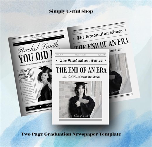 Editable Graduation Newspaper Invitation Template, Photo Keepsake (digital Download) - Etsy