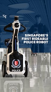 🤖 Meet Gibson, Singapore's first rideable robo-cop. Currently on trial at Changi Airport T4, the autonomous police patrol robot also doubles up as a PMD for officers to cover long distances quickly. https://str.sg/phHX | The Straits Times