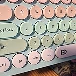 Wireless Keyboards Mouse Combos, Colorful Quiet Keyboard Cute Typewriter Full-Size Retro Round Keycaps, 2.4GHz Sleep Mode Office Wireless Keyboard and Mouse Set for Desktop Laptop PC Computer