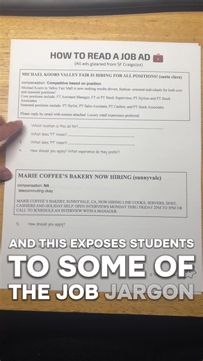 How to Read a Job Ad! This is one of my favorite worksheets to do with students! It involves realia, or ads that look just like real job ads! How do you teach about job ads or job applications? #specialed #teachersoftiktok #teachers #lessonplanideas #specialeducation