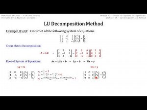 Numerical Methods 2022: 03-01 LU Decomposition Method with Example Using Python