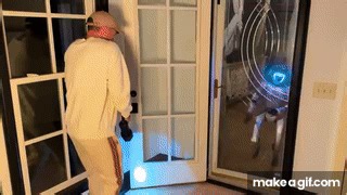 What Happens if you Abuse a Robot? (I hit him with my truck) on Make a GIF
