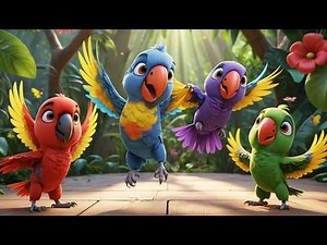Five Little Parrots Dance Dance Dance | Tropical Bird Song & Kids Nursery Rhymes