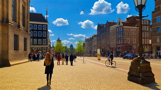 Walking in Amsterdam – Tour near Dam Square and Magna Plaza 4K