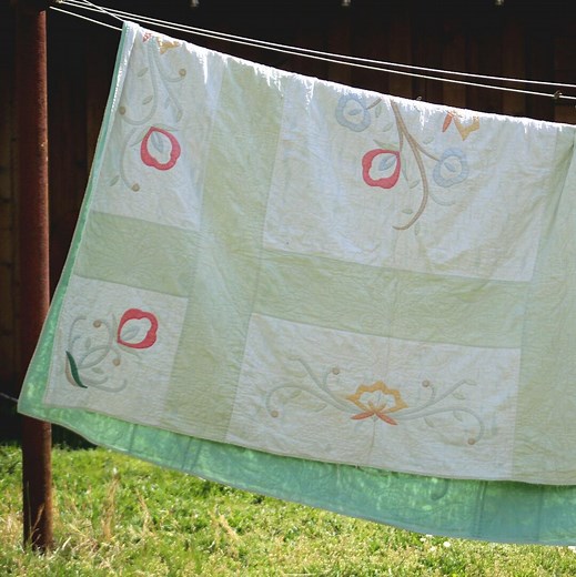 1930s Handmade Applique Quilt - Tree of Life - White and Green - 90"×78" - Antique Vintage Handsewn Cotton - Etsy