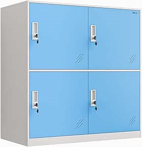 MECOLOR 4, 6, 9 Door Metal Office Storage Locker Cabinet, Gym School and Home Locker,Metal Locker Storage for Employee Staff or Workers(Blue,4D)