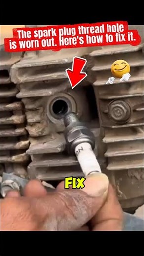 worn spark plug hole #lifehack #mechanic #diy