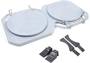 2Pcs Wheel Alignment Tool Turn Plates, 345mm Heavy Duty Commercial Durable Car Truck Front End Wheel Alignment Turn Plate Table Tool Kits with Thrust Blocks&Thrust Pads