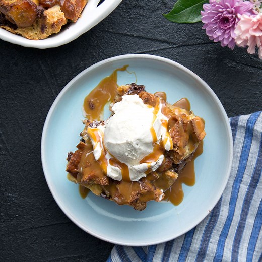 You're going to want a LARGE scoop of this bread pudding, chock full of caramelized bananas and chocolate, with just a touch of bourbon. | Sugar Fix