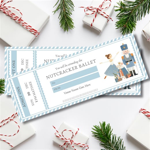 Editable Nutcracker Ballet Ticket Template, Printable Nutcracker Voucher Gift, Blue Christmas Ticket, Clara & Sugar Plum Fairy Keepsake - Etsy Australia