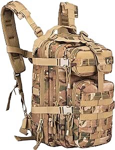 PANS 30L Tactical Outdoor Backpack,Assault Rucksack Camel Bag,Military Hydration Pack,Small,Waterproof,Molle System for Hiking Camping Hunting and Trekking(Multicam)