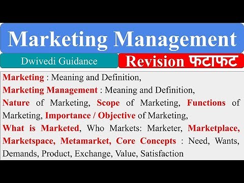 Marketing Management | marketing definition | core concept of marketing, marketplace, meta market