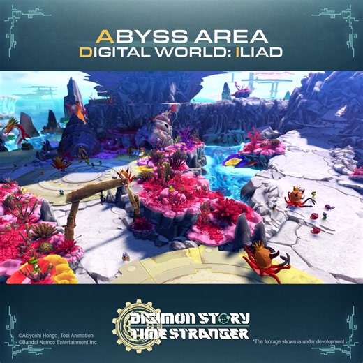Abyss Area Digimon's Blue Sea An area with beautiful, expansive seas where Digimon live in settlements above the water. #TimeStranger | BANDAI NAMCO Entertainment