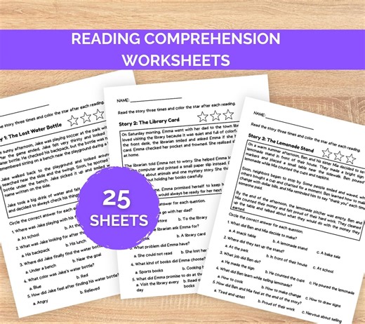 25 Reading Comprehension Worksheets for Kids, Printable Reading Passages With Questions, Literacy Practice, 1st-3rd Grade ELA Worksheets - Etsy Australia