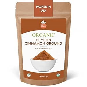 SPICY ORGANIC Ceylon Cinnamon Powder, 1 lb – Pure & Freshly Ground from Sri Lanka, USDA Certified Organic, Non-GMO, Gluten-Free & Kosher, Perfect for Baking, Cooking, Drinks & Seasoning