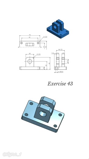 Studycadcam exercise #cad #solidworks #3dmodeling #onshape #sketchup #autocad #fusion360