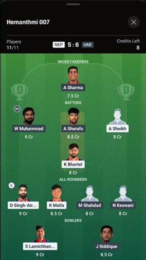 NEP vs UAE Dream11 Prediction | NEP vs UAE Dream11 Team | nep vs uae today match | NEP VS UAE TEAM |