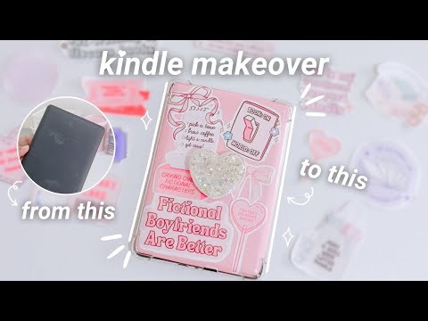 kindle makeover 🎀✨ diy stickers, unboxing accessories, and custom background ༘˚☁︎｡